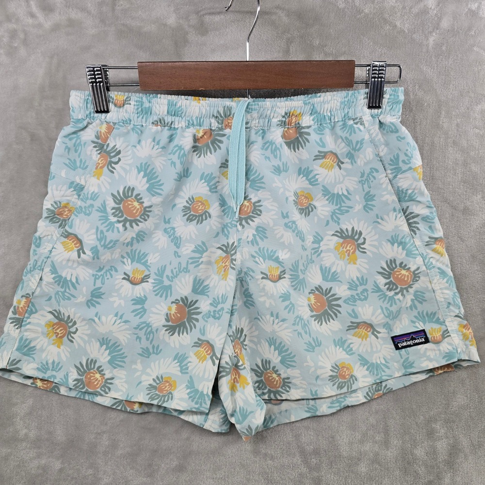 Patagonia Light Blue Floral Athletic Shorts